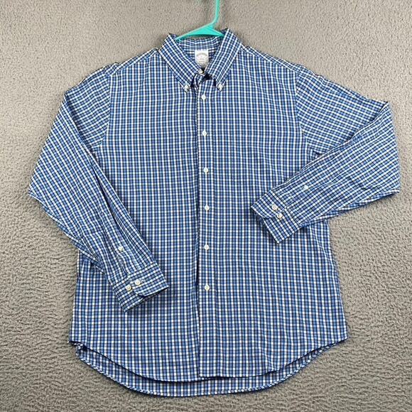 Brooks Brothers All Cotton Button Down Shirt Men's Large Plaid Causal Formal - Picture 2 of 10